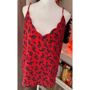 Tahari Scalloped Floral Tank Blouse Size L